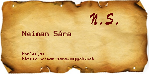 Neiman Sára névjegykártya